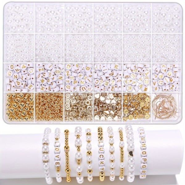 Gyldne perler til fremstilling af armbånd DIY perler Akryl gyldne alfabetperler Legeringsvedhængsperler Krystalperler til fremstilling af armbåndssæt