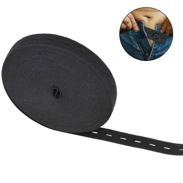30m x 20mm elastisk bånd med knapphull, hull elastisk flat
