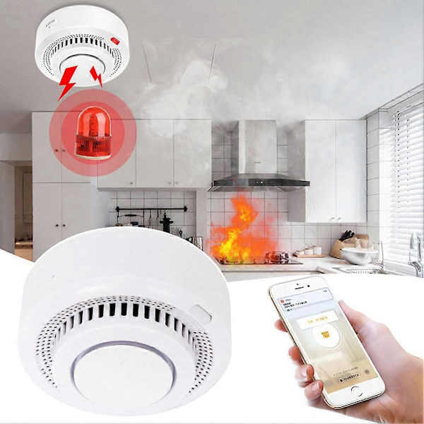 Mini Smoglarm Smart WiFi Smogdetektor Brandlarm Realtidsappaviseringar för Hemfamilj 2pcs