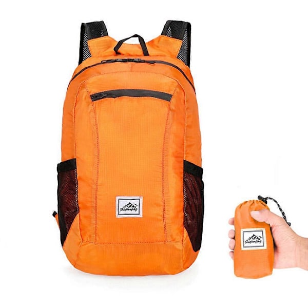 Lätt Vikbar Ryggsäck Vattentät Ryggsäck Vikbar Väska Ultralätt Utomhusryggsäck för Kvinnor Män Resor Vandring Orange