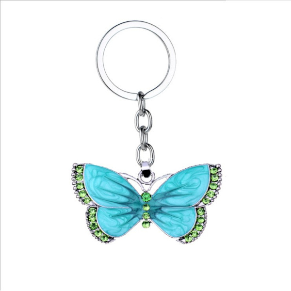 Nøglering til Piger Kvinder Butterfly Nøglering Krystal Butterfly Vedhæng Nøglering Nøglering Charm Bil Taske Tegnebog Hængende Green