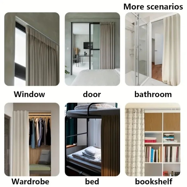 Selvklebende eller perforert gardinstang med dobbel funksjon for tak- eller veggmontering, Nano stille gardinskinne for gardiner og skap Wall installation 450cm