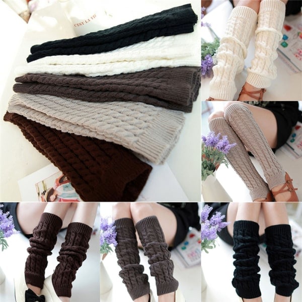 Vinterstrikket Legwarmer for Kvinner - Strikkede Beinstøtter White