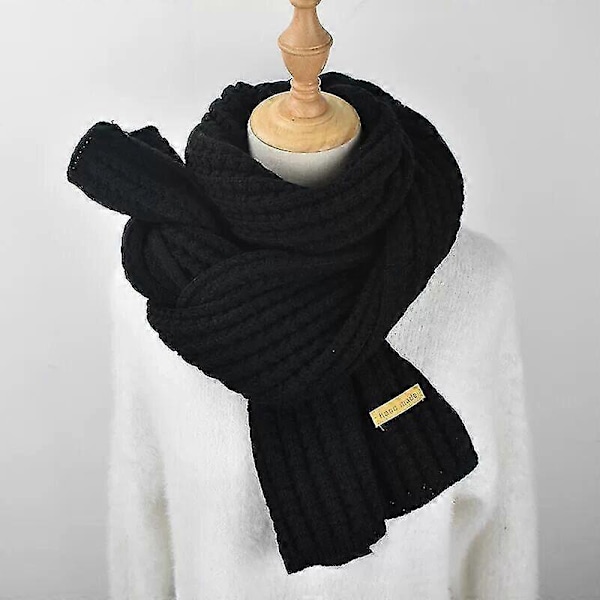 Dam Vinterhalsduk Filt Sjal Stola Varm Mjuk Ullstickning för Värme Solid with logo - beige