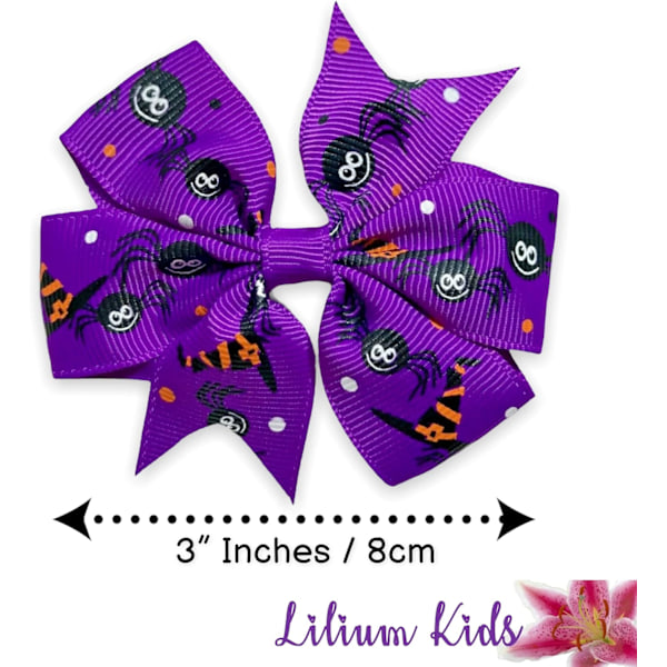 Halloween Lilla Edderkop Pige Hårbånd Klips Slides Grips 3\" tommer Levende Farver Edderkopper - 4 Pak