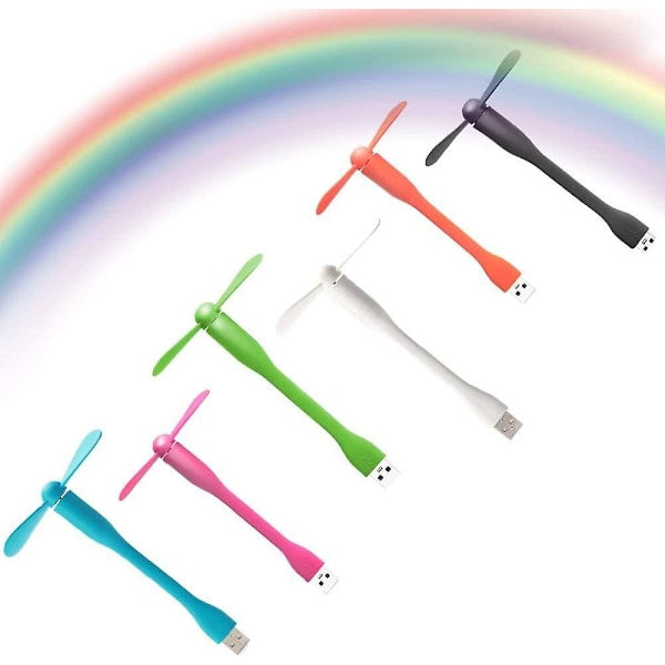 6-pak Mini USB-blæser Stille og Fleksibel Mini Køleblæser Lydløs Rejseblæser Kompatibel med Alle USB-porte som Strøm