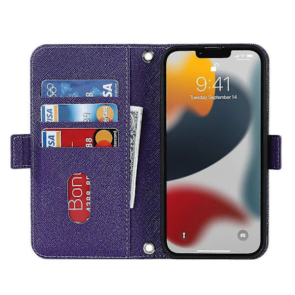 Lanyard Læder Etui Til Iphone 13 Pro Max Purple