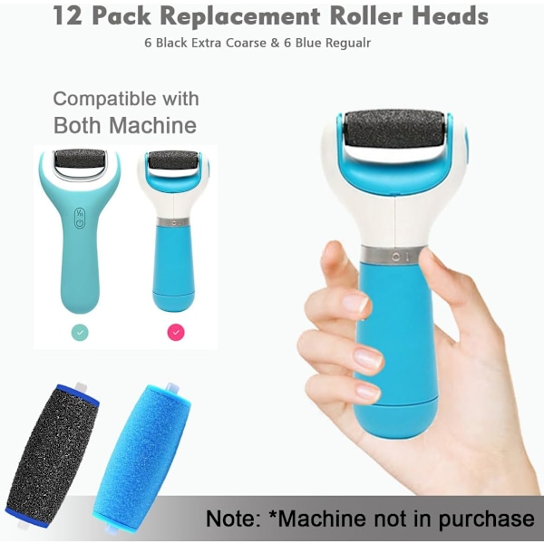Förpackning med 12 extra utbytesrullar för Amope Medi, kompatibla med Foot File 6 & 6