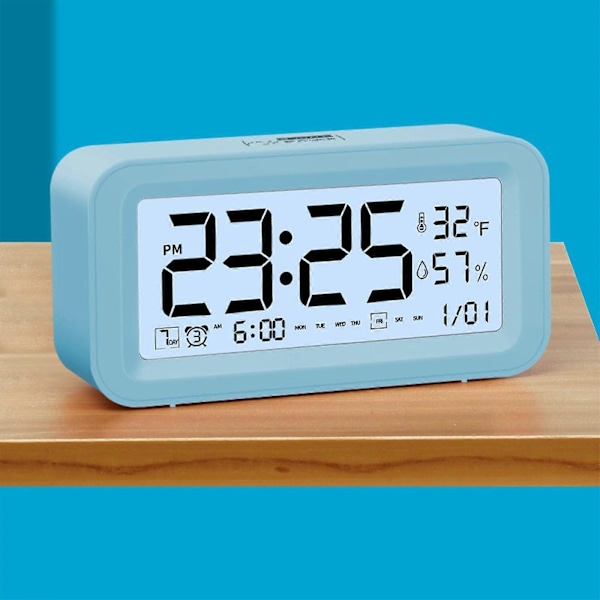 Digital Elektronisk Klocka LED-Display Elektronisk Klocka Stereo Digital Display Snooze Väckarklocka 12/24H Byt Nedräkningstid NUO0430 Blue