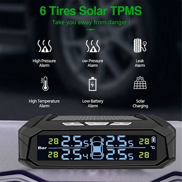 TPMS däcktrycksövervakningssystem för bil med 4 interna sensorer