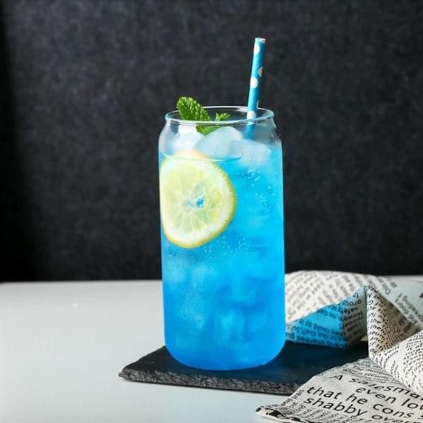 stk drikkeglass med bambuslokk og sugerør, ølboksformet iskaffekopp for melk kaffe isvann cocktail (500ml)