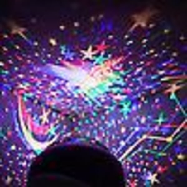 Projektor nattlys med roterende enhjørning LED - Fantasifull fargerik stjernehimmel nattprojektor romantisk lampe