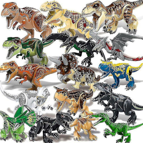 1 stk Jurassic Stor Dinosaur Byggeklodser T-rex Quetzalcoatlus Spinosaurus Actionfigurer Legetøj til Børn T-Rex brown