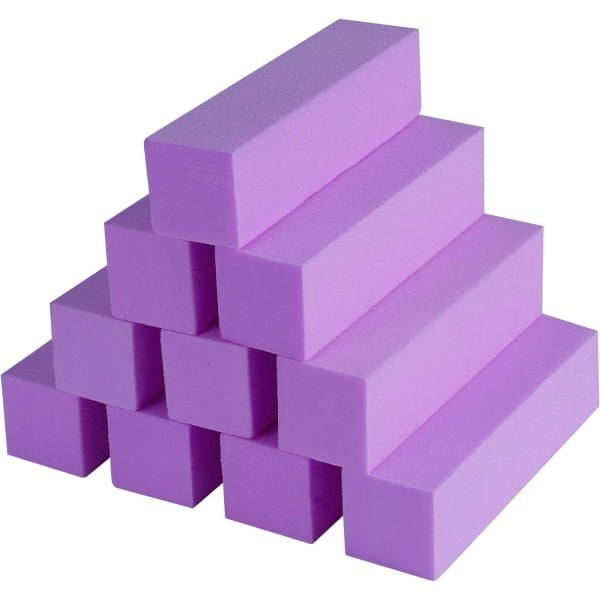 10 st Nagelbandsfilblock, Professionella 120 Grit Nagelsandningsblock för Naturliga Akrylnaglar, Nagelbandsfilblock Manikyr Pedikyr Verktyg för Gelnaglar Purple