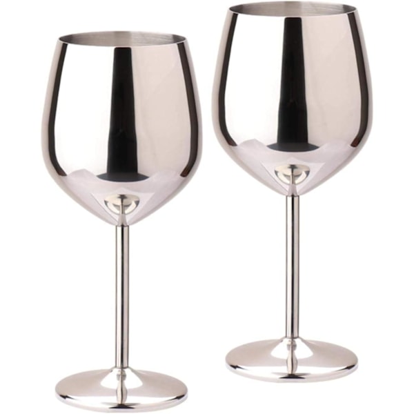 500ml Rostfritt Stål Lönnfärgad Vinglas, Metallstjälksglas, Okrossbart Vitvins Cocktailglas, BPA-fritt