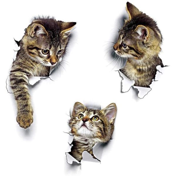 9 ST Väggdekaler 3D Cat Väggdekaler Vattentäta Kylsklistermärken