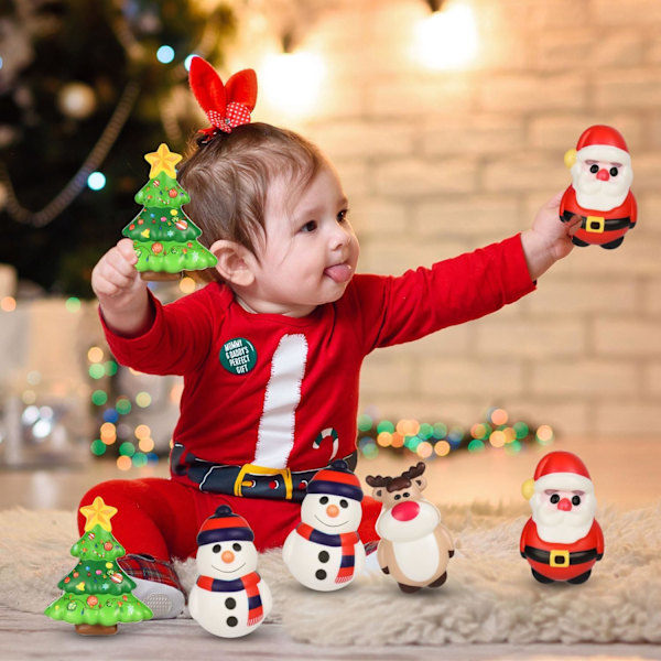 8 stk jule-squishies med langsom oppstigning, myke jule-squishies leker inkluderer julenissen, juletre, reinsdyr og snømann