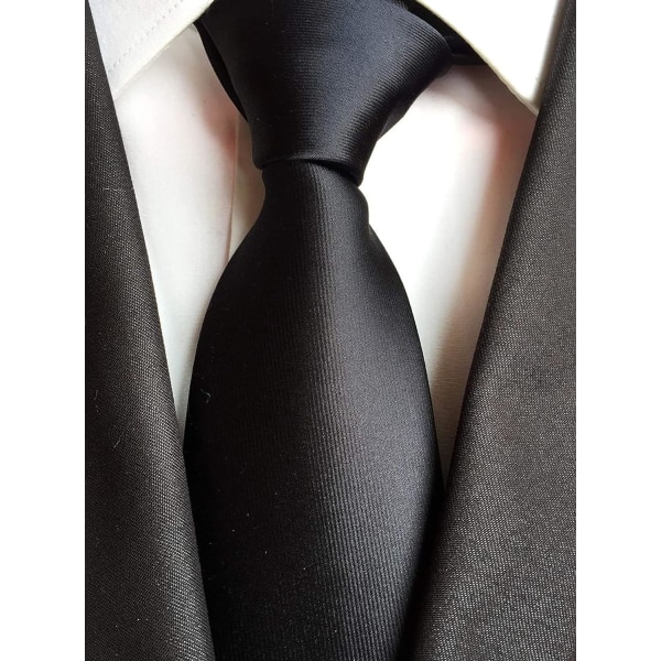 Herr slipsar enfärgad slips för män bröllop affärer formella slipsar Black