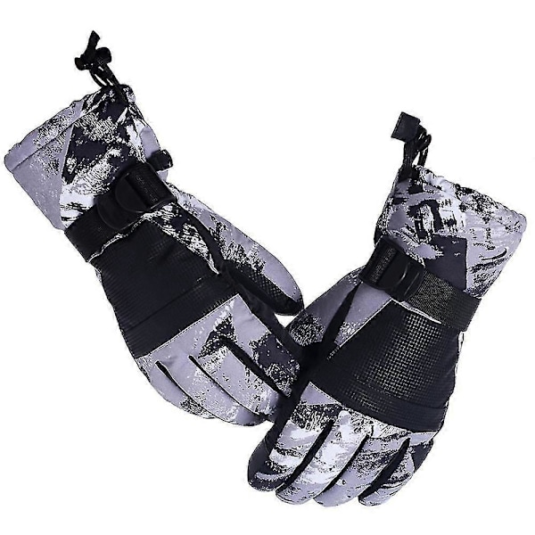 Skidhandskar Snowboardhandskar, Vattentäta Varma Vinterhandskar, Köldtåliga Touchscreen-handskar för Snö Gray L