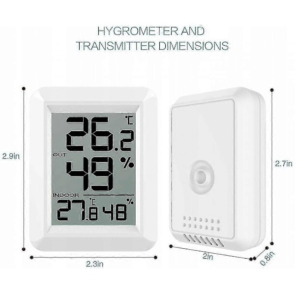 Trådlös termometer hygrometer utomhus vit inomhus