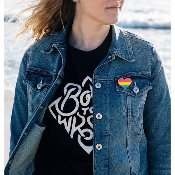 5 kpl Biseksuaalinen ylpeys sydänmuotoinen rintaneula, pinssi, lippu, rintaneula Pansexual 5pcs