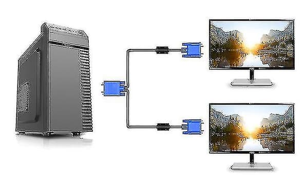 1 indgang til 2 udgange Split Screen VGA-kabel-A