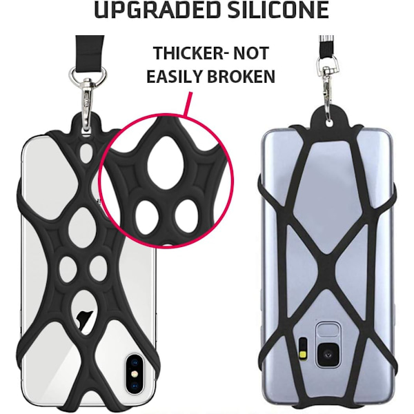 1 stk Mobiltelefon Lanyard Stropp Veskeholder med Avtakbar Halsstropp Universal for Smartphone iPhone 8,7 6S iPhone 6S Plus Black