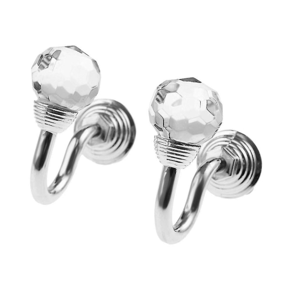 2 X Crystal And Chrome Tie Back Hooks - Ideal For Designer Fabric Curtains