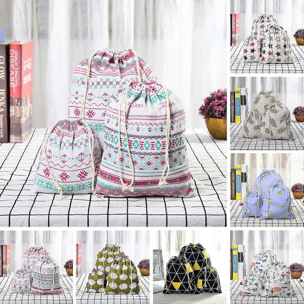 Praktisk Oppbevaringspose Dekorativ Polyester Snøredesign Trykt Sammenleggbar Klespose for Reisende M