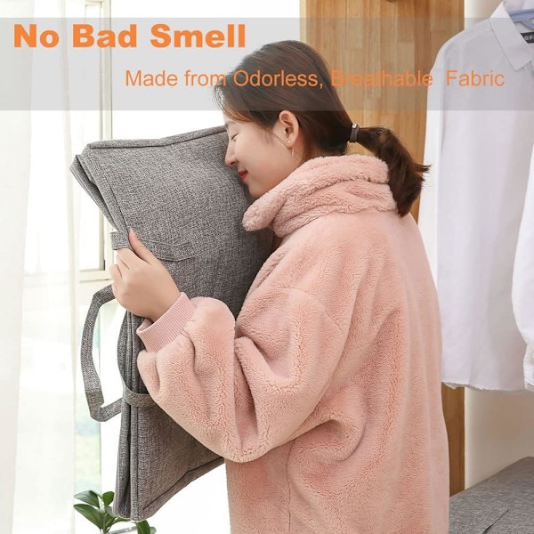 Klær Oppbevaringspose Dyne Oppbevaringsposer King Size Oppbevaringsposer for Dyner Klær Quilt Tepper Sengetøy Dyneposer Under Sengen Oppbevaringsposer med Glidelåser Grey 75L*6PCS