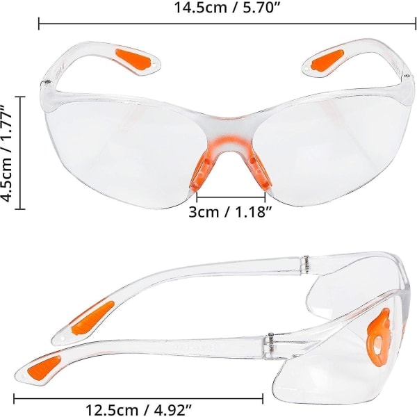 24-pack transparenta skyddsglasögon - skyddsglasögon med plastlins, näsbrygga och gummiram T Newway