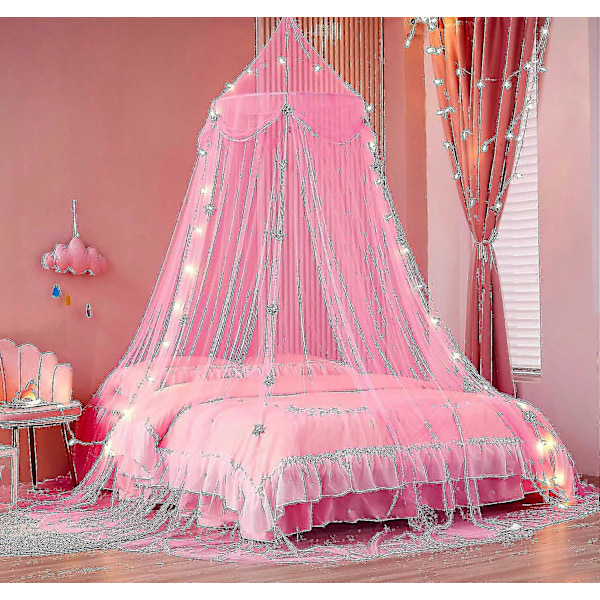 Sengehimmel med lys Sengehimmelgardiner til piger Toddler Sengehimmel til piger tao Pink