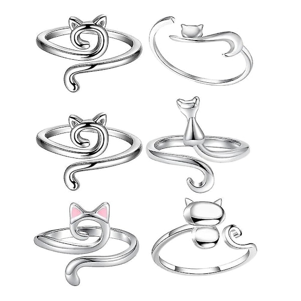 6 st Stickringar i Virkningsstil, Stickring, Virkningsring för Finger, Virkningsringar