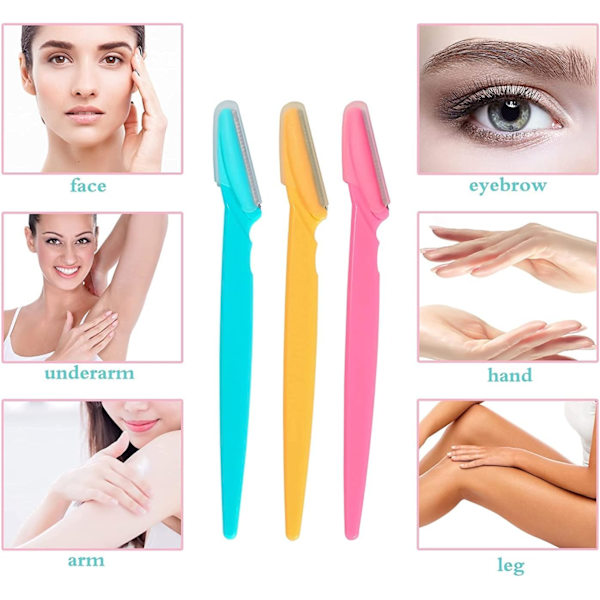 24 st ögonbrynsrakhyvlar, bärbar ögonbryns- och ansiktstrimmer, exfoliering av hudrakhyvelverktyg med precisionsskydd för män och kvinnor
