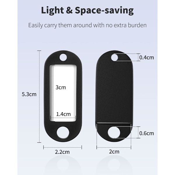 20 st nyckelbrickor 5 cm mjuka plastnyckelkedjor med tomma pappersetiketter genomskinliga fönster skyddsfilmer och delade ringar flexibla artikelidentifierare Black