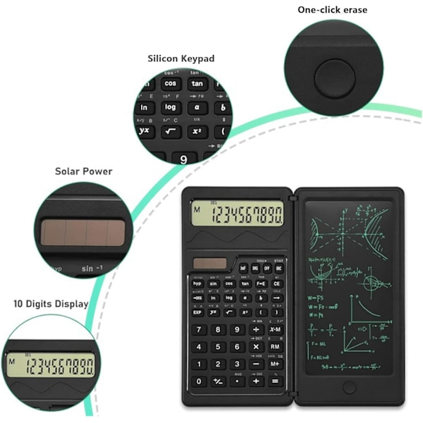 Aurinkoenergialla toimiva käsin kirjoitettava laskukone, LCD-näyttö 10 numeroa, suurikokoinen numeronäyttö, älykäs taittuva ja kannettava tieteellinen