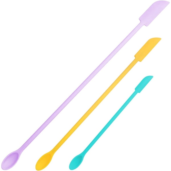 3-pack Smörgåsspatel Makeup-spatlar Set Mini Silikon Dubbelspets Skrapa Set för Kosmetika, Matflaskor (Flerfärgad)
