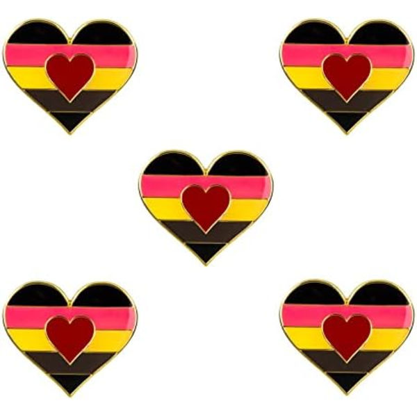 Pakke med 5 Biseksuelle Stolte Hjerteformede Lapel Pins Brocher Pins Flag Badge Broche Badges Pack 5 Fat Fetish