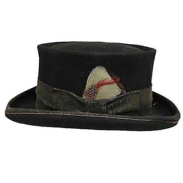 Mid Crown Rød Top Hat Unisex Hat Steam Punk Hat Cylinder Uldblød Top RED