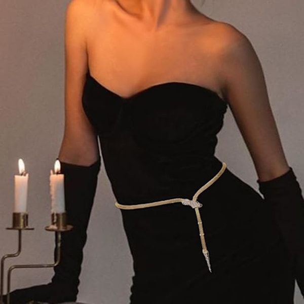 Gotisk Punk Flexibel Orm Choker Halsband för Kostym, Glänsande Rhinestones Halloween Justerbara Kropps Midjekedjor Smyckestillbehör