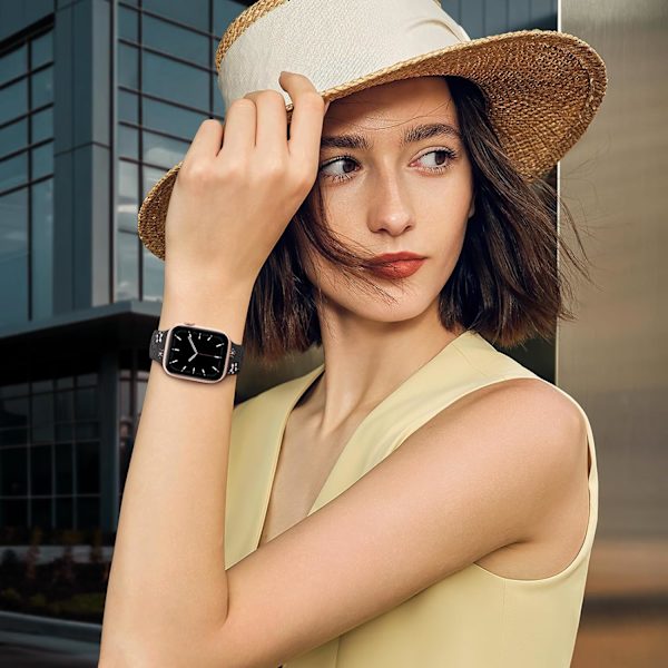 Kukallinen kaiverretut rannekkeet yhteensopivat Apple Watch -rannekkeiden kanssa naisille, söpöt kukka iWatch -rannekkeet pehmeä silikoninen urheiluranneke iWatch -sarjalle Black/Pink 38/40/41mm