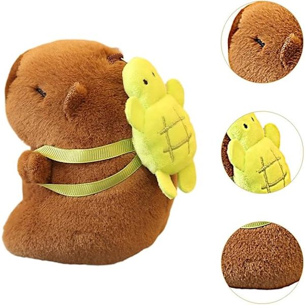 Kapibara-Plush-Avaimenperä Täytetyt Eläimet Avaimenperä Syntymäpäivälahja Pehmeä Realistinen Koristeellinen Reppu-Laukku Ripustus Tytöille Pojille Turtle