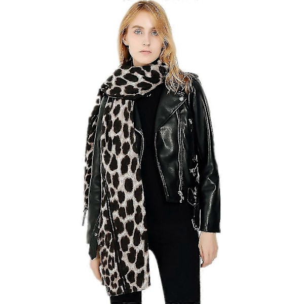 Leopardmönstrad Pashmina Sjal och Omlott Vinter Varm Cheetah Lång Stor Halsduk för Kvinnor