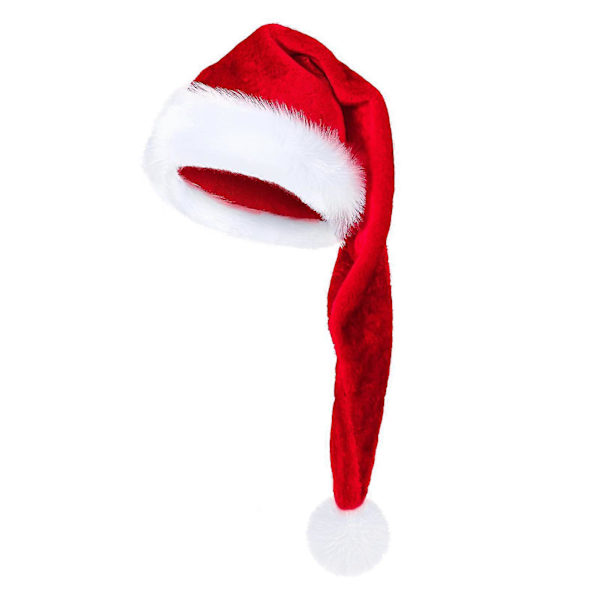 Lang Julemandshue i Fløjl - Varm Julemandshue til Vinterkostumer, Julefester, Cosplay, Sceneforestillinger Red S