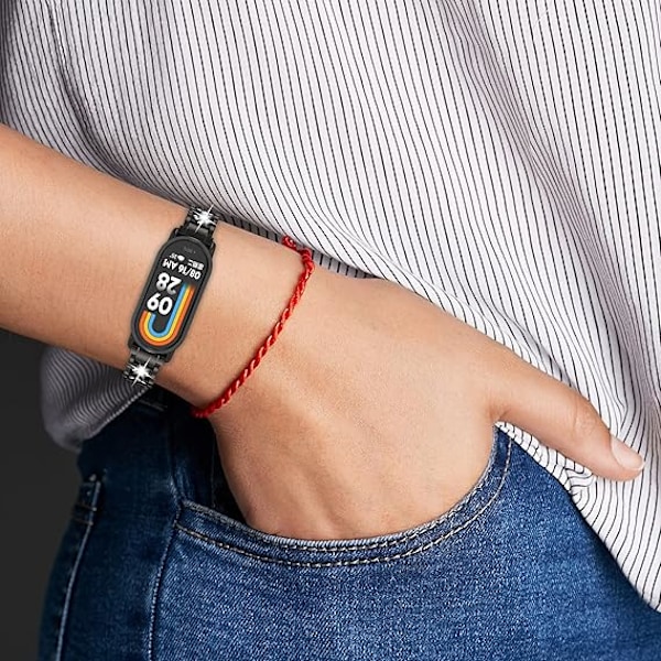 Metalliremmut yhteensopiva Xiaomi Smart Mi Band 8 -rannekkeen kanssa - Korvaavat timanttirannekkeet Mi Band 8 älykellolle Silver