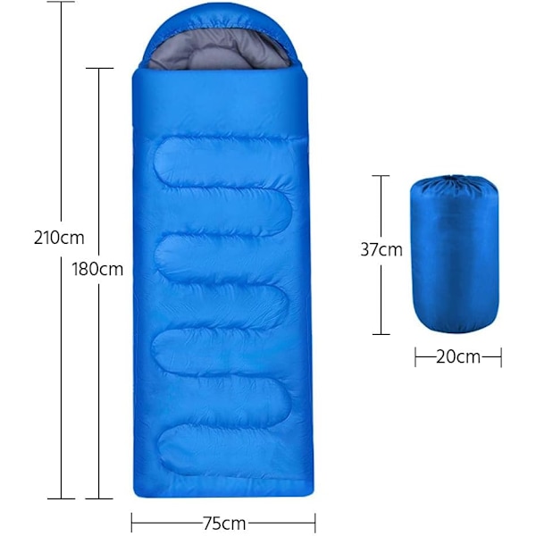 1 stk. Sovepose til Voksne, Enkeltmands Sovepose til 3 Sæsoner Letvægts Camping Vandreture Blue