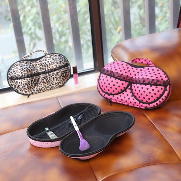 Resväska för BH och underkläder med dragkedja, portabel förvaringsväska för BH med mesh, resväska för damunderkläder, BH:ar, bikinis Leopard Print