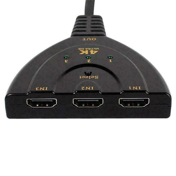 HDMI 3-i-1 kabelsplitter, bryter, adapter, Full HD 4K 1080P