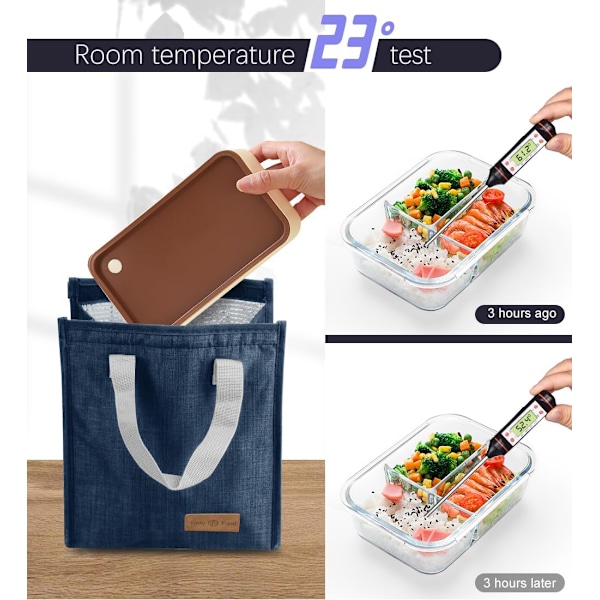 Lunsjposer for Kvinner Menn, Bærbar Isolerende Lunsjpose Vannresistent Lekkasjesikker Lunsjboks Tote Bag for Barn Jenter Gutter Voksne Blue