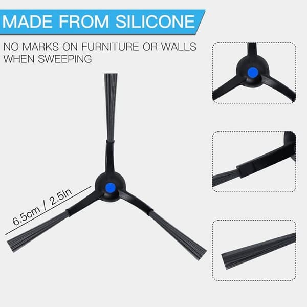Sidebørste - 6 stk. - Nylon - Hjørnerengøring - Til Ecovacs Deebot T50 X8